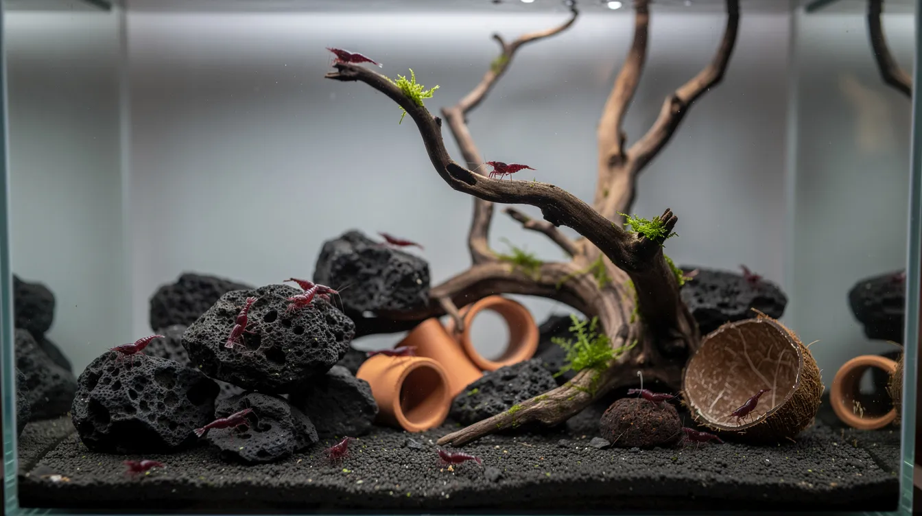 Hardscape im Garnelenbecken: Steine, Wurzeln, Deko
