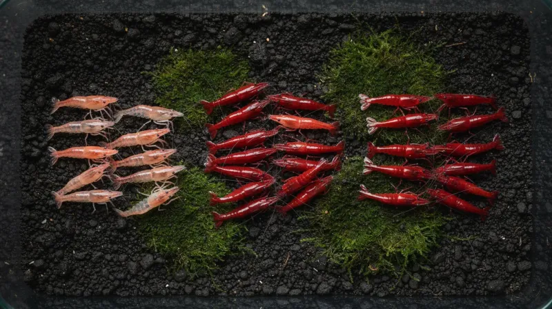 Farbe verstärken bei Neocaridina: Futter, Licht, Genetik: Farbförderndes Futter: Astaxanthin, Spirulina und Co.