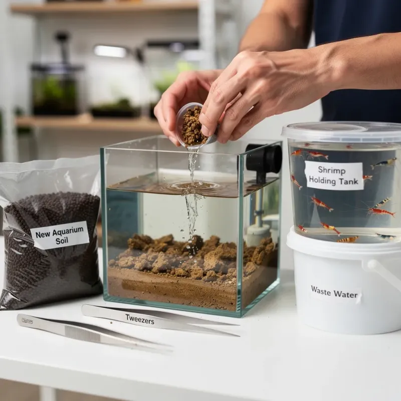 Alten Soil aus dem Garnelenbecken entfernen — Schritt im Komplettwechsel
